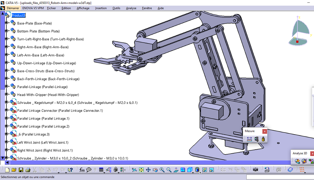 Editable Robotic Arm 3D Model – CATIA + STEP + STL | Full Mechanical Assembly