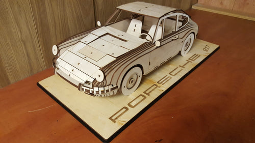 Porsche 911 Wooden Laser Cut Model – DIY 3D Puzzle SVG DXF CNC File