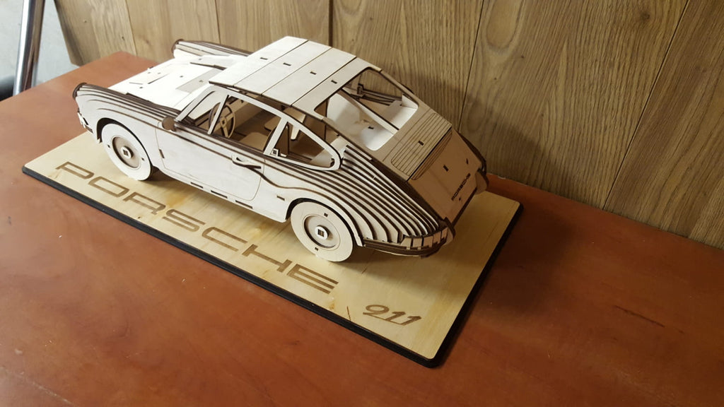 Porsche 911 Wooden Laser Cut Model – DIY 3D Puzzle SVG DXF CNC File