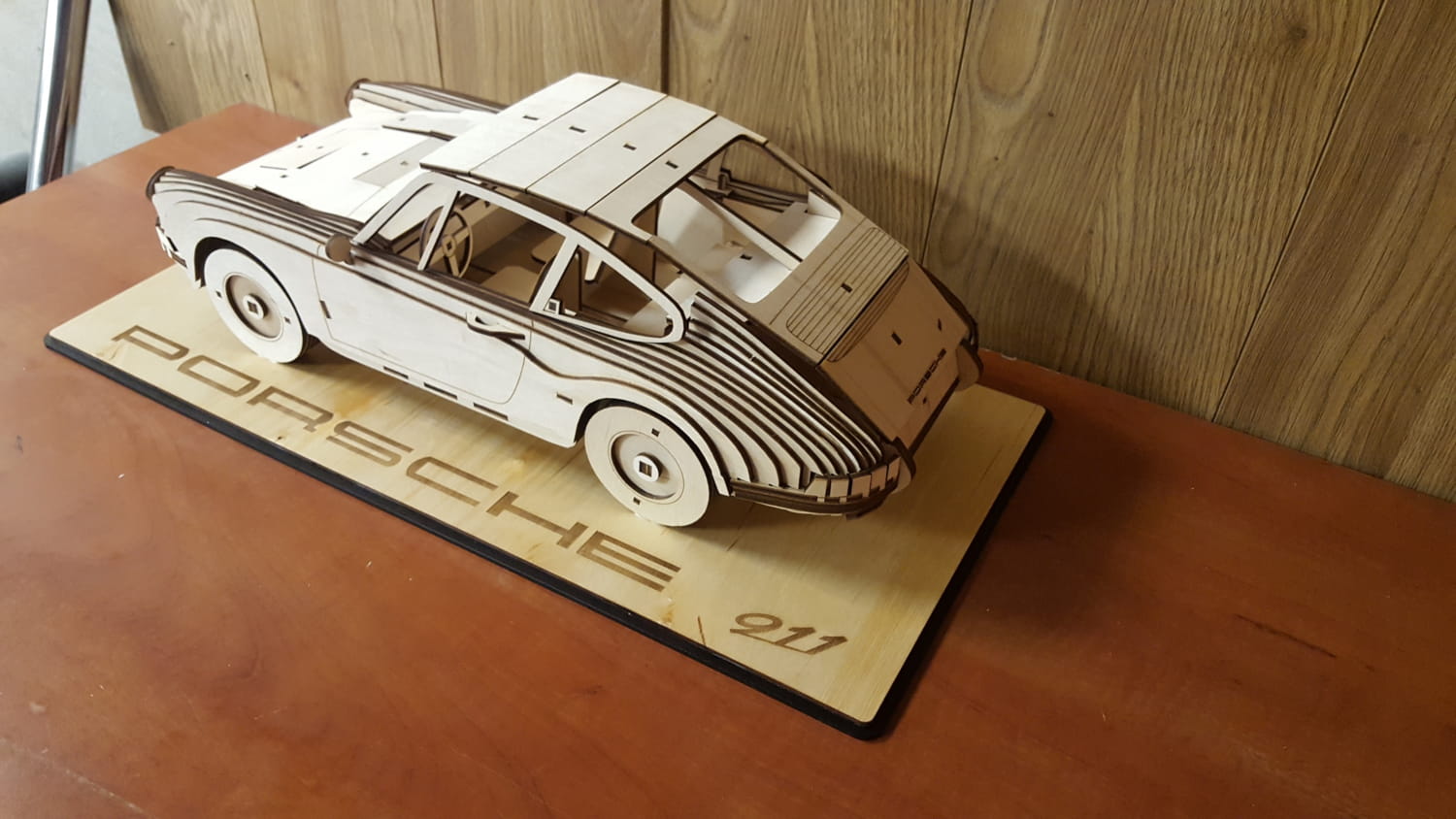Porsche 911 Wooden Laser Cut Model – DIY 3D Puzzle SVG DXF CNC File
